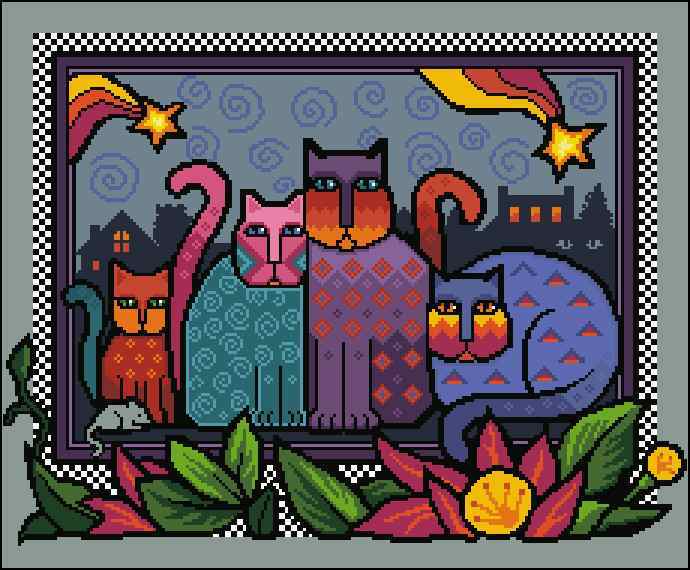 Схема вышивки крестом "Midnight Moggies"