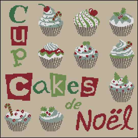 Схема вышивки крестом "Cupcakes De Noel"