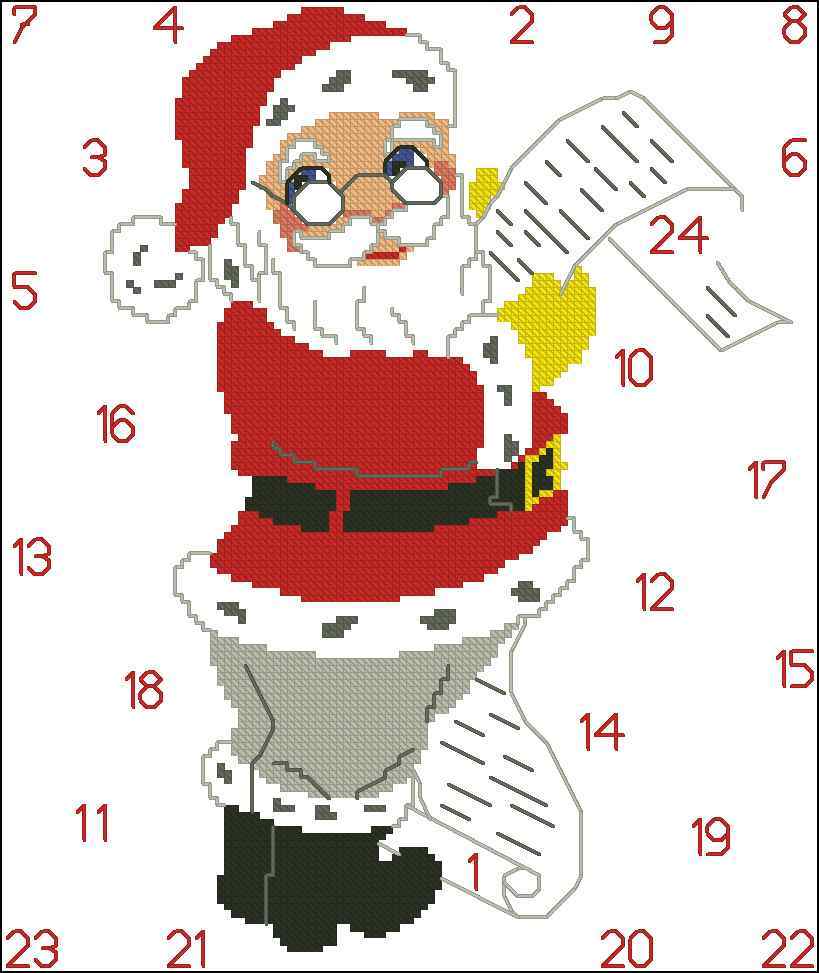 Схема вышивки крестом "Santa Calendar"