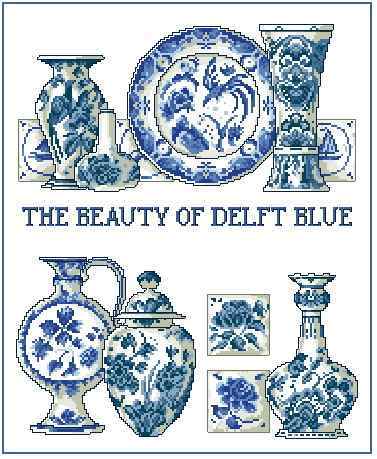 Схема вышивки крестом "permin 70-3441 delft blue"