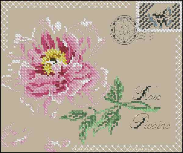 Схема вышивки крестом "Rose Postcard.1"