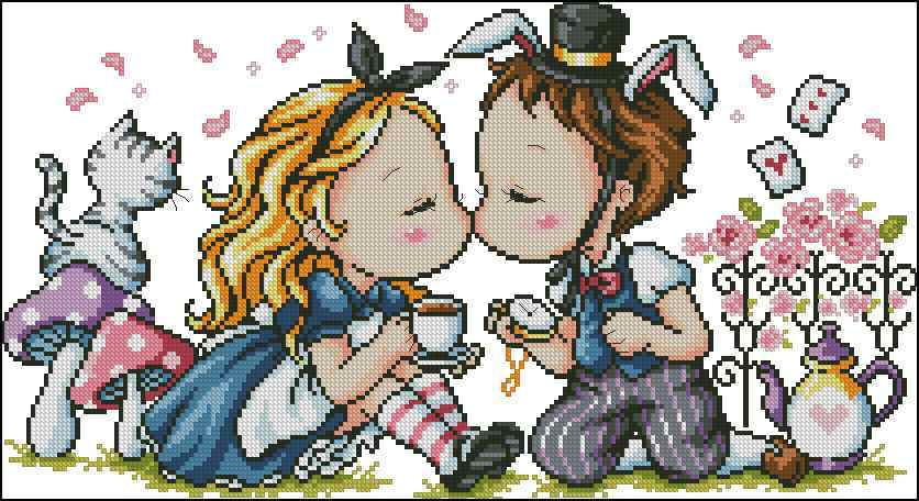 Схема вышивки крестом "Alice And Bunny Boy"