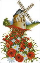 Схема вышивки "мельница на маковом поле"