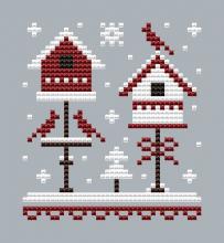 Схема вышивки крестом "Red Christmas Birdhouse 2"