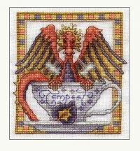 Схема вышивки крестом "Дракончик в чашке"