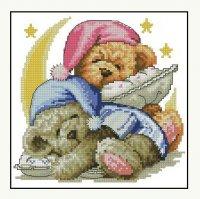 Схема вышивки крестом "Спящие мишки"