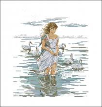 Схема вышивки крестом "Girl and swans"