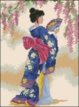 Схема вышивки крестом "Geisha with a fan"