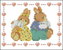 Схема вышивки крестом "Twee Konijntjes"