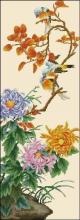 Схема вышивки "Chrysanthemum and birds"