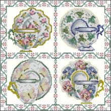 Схема вышивки крестом "Tea Cup Sampler"