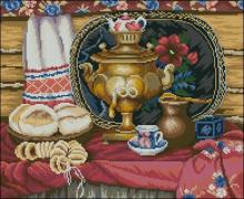 Схема вышивки крестом "Натюрморт С Самоваром"