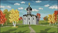 Схема вышивки крестом "Церковь рассвет"