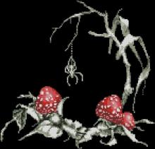 Схема вышивки крестом "Toadstools and spider"