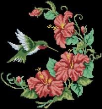 Схема вышивки крестом "Hummingbird Hibiscus"