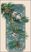 Схема вышивки крестом "Chickadees on a Branch"