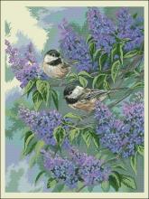 Схема вышивки крестом "Chickadees and Lilacs"