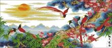 Схема вышивки крестом "Восточный пейзаж с экзотическими птицами"