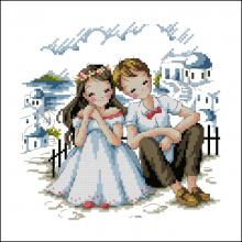 Схема вышивки крестом "Lovers In Santorini"