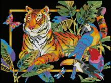 Схема вышивки крестом "Tiger and Parrots"