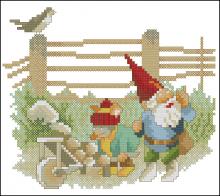 Схема вышивки крестом "Gnomes Wheelbarrow"