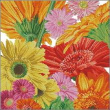 Схема вышивки крестом "Gerbera Daisies Pillow"