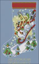 Схема вышивки крестом "Sledding Snowmen Stocking"