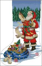 Схема вышивки крестом "Checking his list stocking"