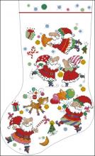 Схема вышивки крестом "Playful Santas Stocking"