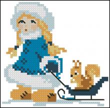 Схема вышивки крестом "Девочка с белочкой"