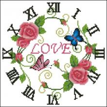 Схема вышивки крестом "Часы С Надписью Love"