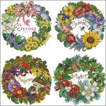 Схема вышивки крестом "Seasons Wreaths"