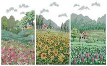 Схема вышивки крестом "Триптих Flower Field"