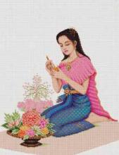 Схема вышивки "Lady carving fruit"