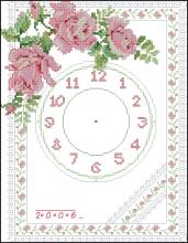 Схема вышивки "Pink Rose Clock"