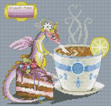 Схема вышивки крестом "Black Tea Dragon"