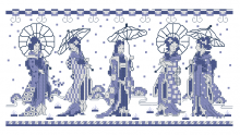Схема вышивки крестом "Blue Japaneses"