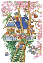 Схема вышивки крестом "Tree House Berds"