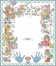 Схема вышивки крестом "Birth Record With Handprints"