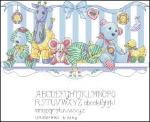 Схема вышивки крестом "Toy Shelf Birth Record"