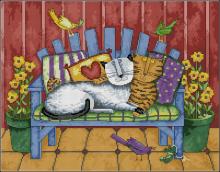 Схема вышивки крестом "Porch Cats"