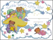Схема вышивки крестом "Twinkle Twinkle Birth Record"
