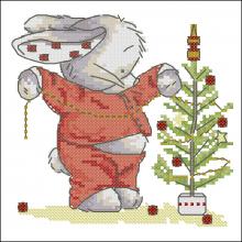 Схема вышивки крестом "Bunny And Christmas Tree"