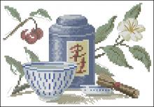 Схема вышивки крестом "Tea From China"