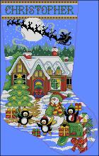 Схема вышивки крестом "Penguin Party Stocking"