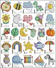 Схема вышивки крестом "Alphabet Sampler"