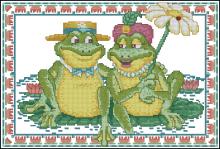 Схема вышивки крестом "Family Of Frogs"
