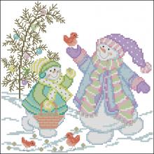 Схема вышивки крестом "Friendly Snowmen"