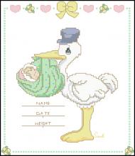 Схема вышивки крестом "Stork Birth Announcement"