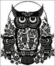 Схема вышивки крестом "Five Owl"